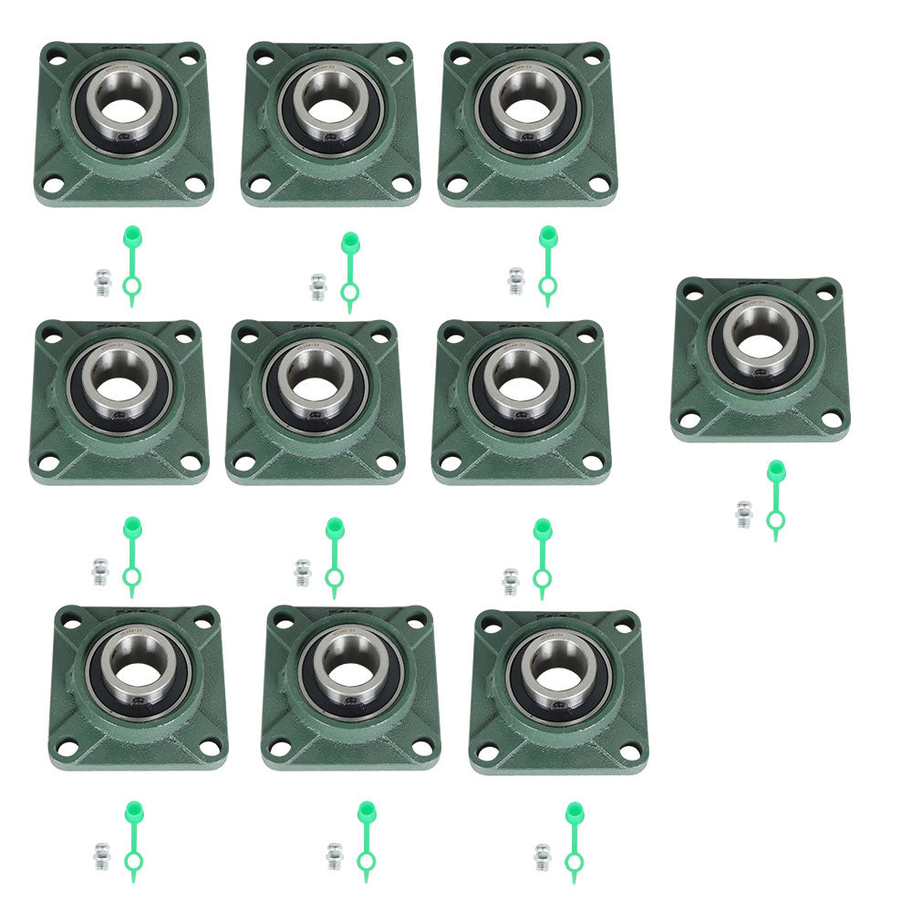 10 Pieces UCF205-16 Pillow Block Flange Bearing 1" Bore 4 Bolt Solid Base
