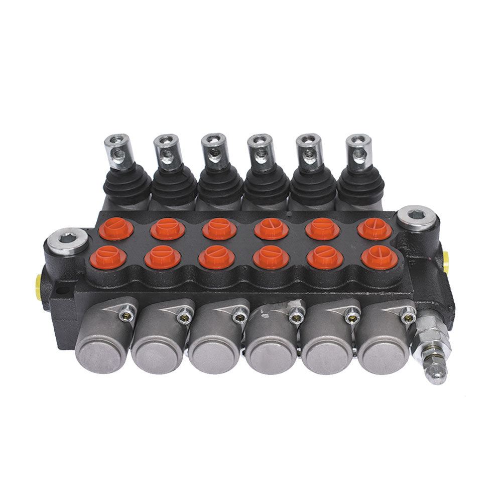6 Spool Hydraulic Control Valve Double Acting 13 GPM 3600 PSI SAE Ports