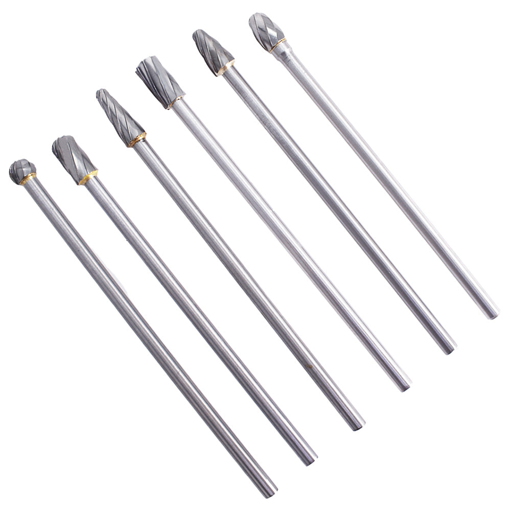6PACK 10mm Rotary Aluminum Cut Burr 6mm 1/4" Shank 150mm Long Reach Carbide Burs