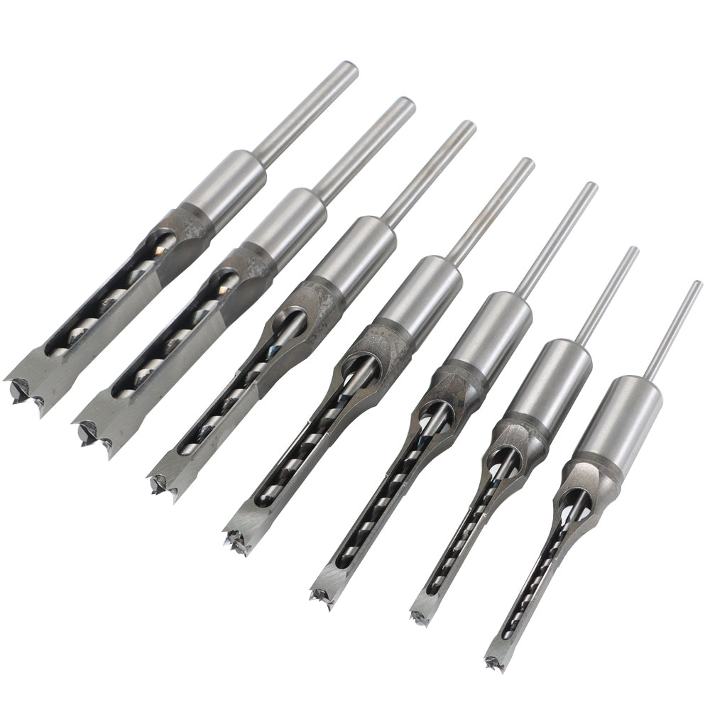 7 Pack Square Hole Mortise Bit High Speed Steel Chisel Bit Woodworking Tool