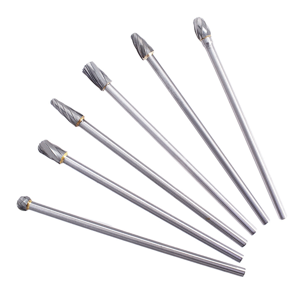 6PACK 10mm Rotary Aluminum Cut Burr 6mm 1/4" Shank 150mm Long Reach Carbide Burs