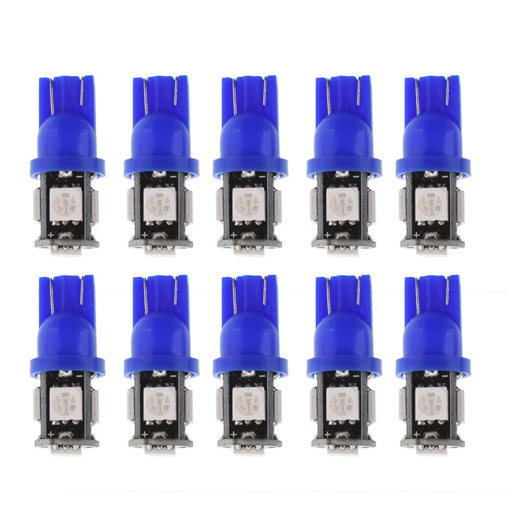 10x T10 LED Bulbs Car Interior License Light 2825 192 194 5050 5 SMD Ultra Blue Lab Work Auto