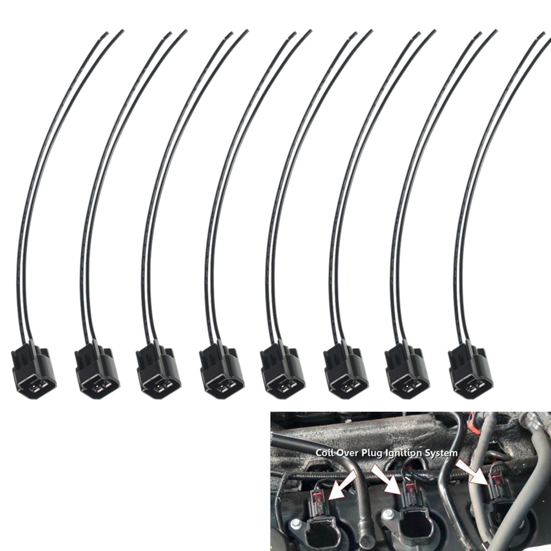 8x Ignition Coil Connector Plug Fit for Ford F-150 F-250 F-350 E-150 E-250 E-350 Lab Work Auto