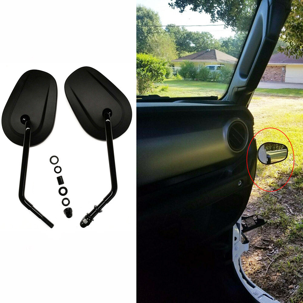 Black Door off Hinge Rearview Side Mirrors For Jeep Wrangler JK YJ TJ JL JKU YJ Lab Work Auto