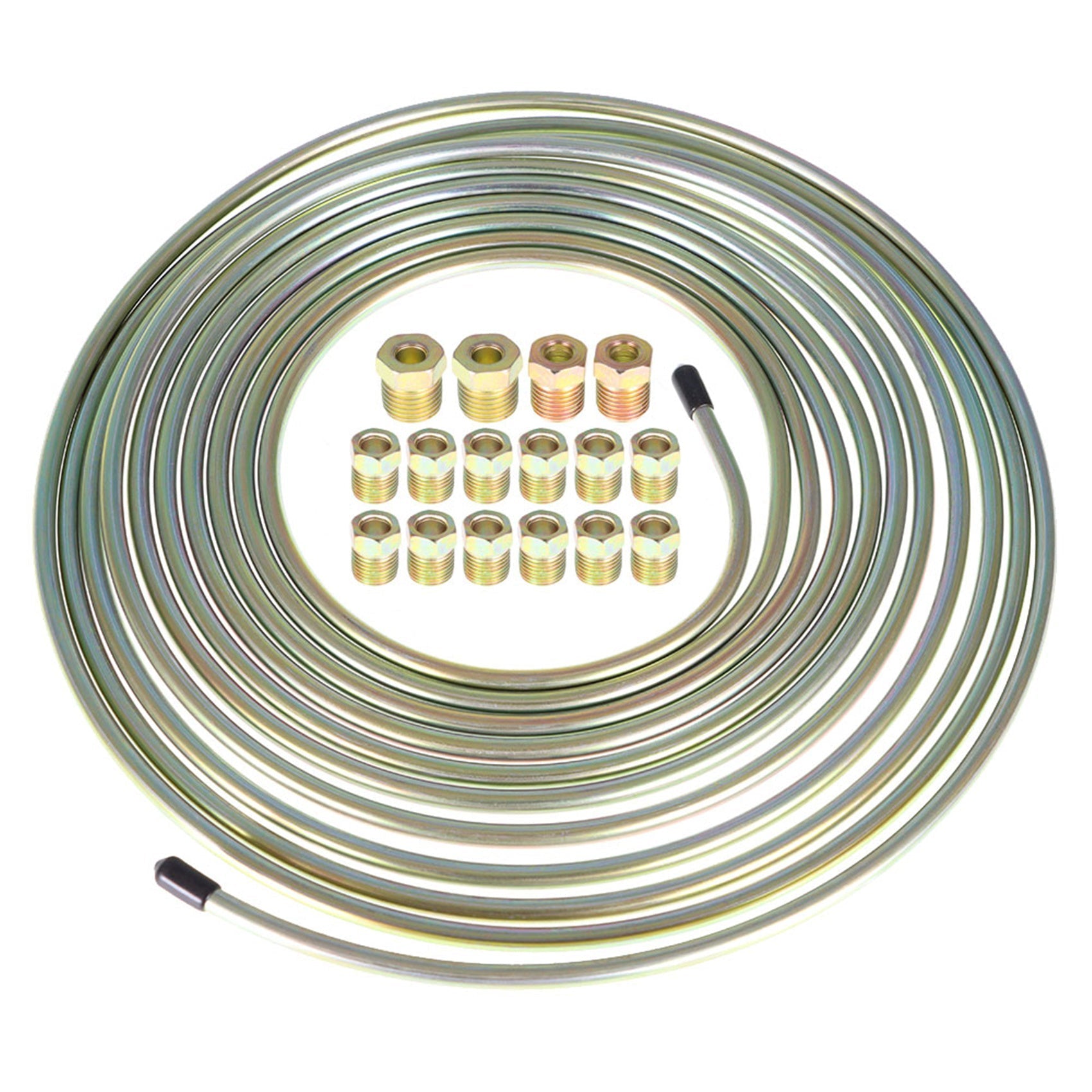 Galvanized Steel Brake Line Tubing Kit 16 Fittings 25 Ft of 1/4 Lab Work Auto