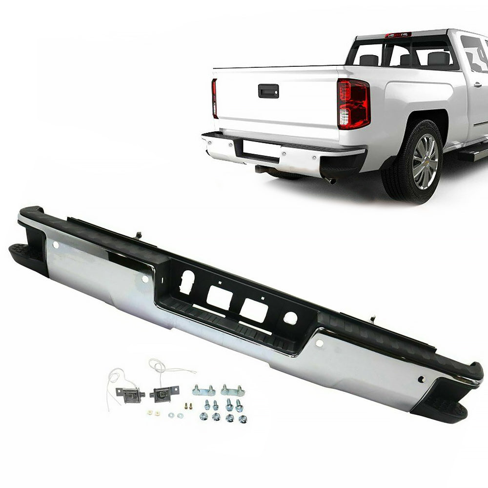 Labwork Chrome Rear Bumper Assembly W/Park For 2014 2015-2018 GMC Sierra 1500 Lab Work Auto