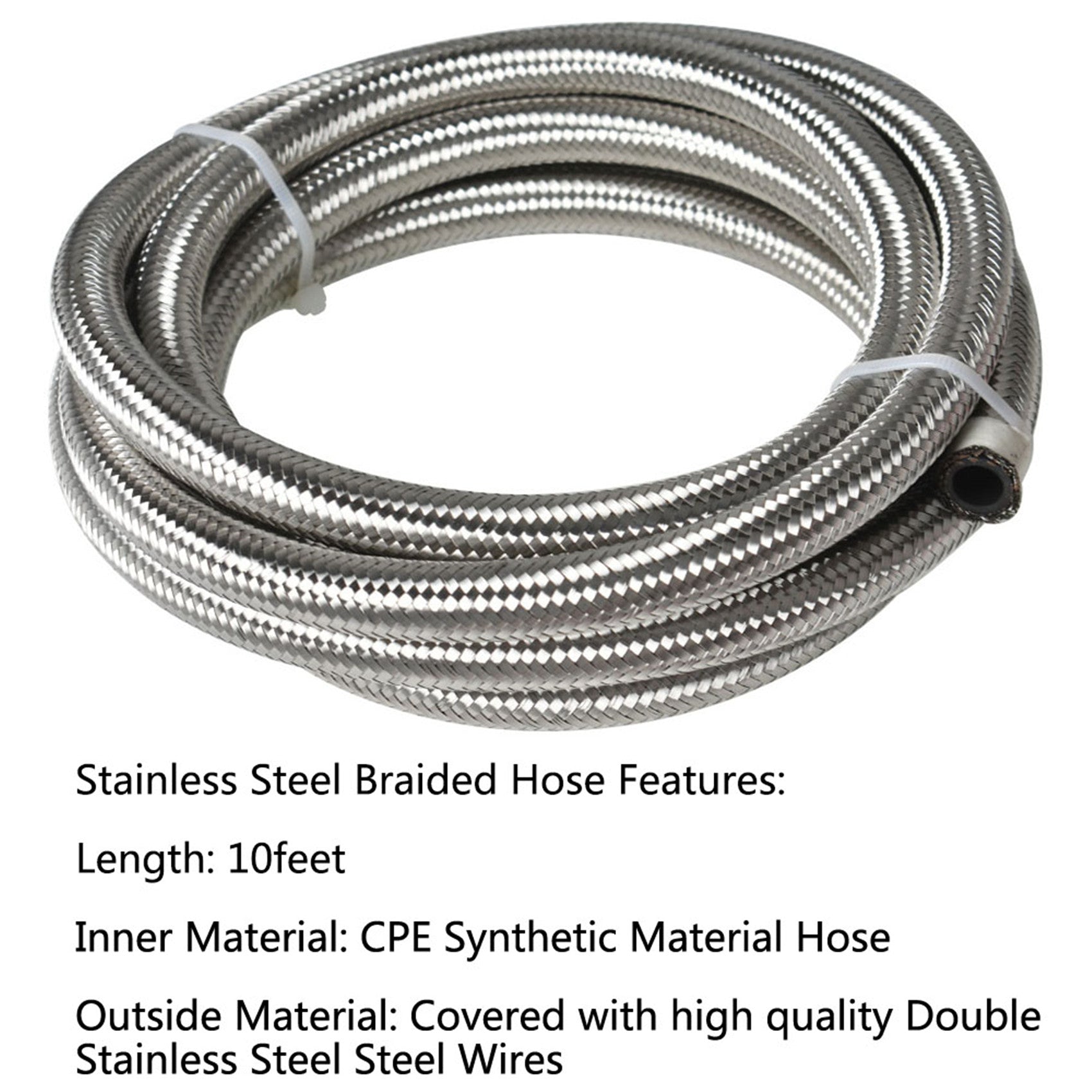 labwork 10 Ft 8AN Universal Braided Oil Fuel Line Hose CPE Oil Gas Double Stainless Steel Braided Hose W/ 10PCS AN6 Hose End Fitting Adapter Kit Red and Blue Lab Work Auto