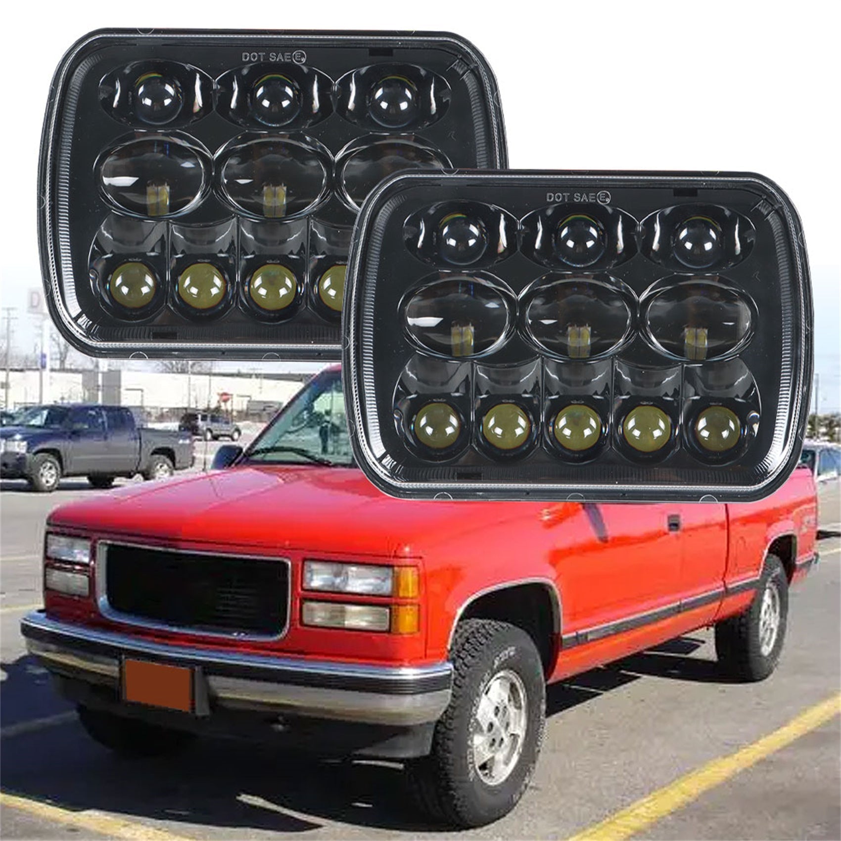 labwork 2PCS 5x7 7x6 inch LED Headlamps Black 8000LM 6000K Pure White Light For H5054 H6054 6052 6053 and Vechicles with 5x7 Inch (also known as 7x6) Headlamps Lab Work Auto