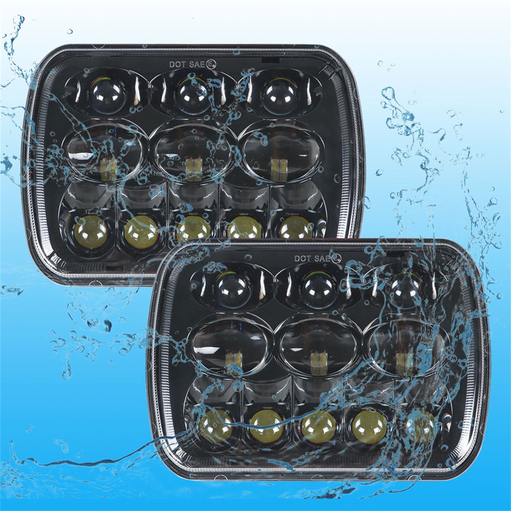 labwork 2PCS 5x7 7x6 inch LED Headlamps Black 8000LM 6000K Pure White Light For H5054 H6054 6052 6053 and Vechicles with 5x7 Inch (also known as 7x6) Headlamps Lab Work Auto