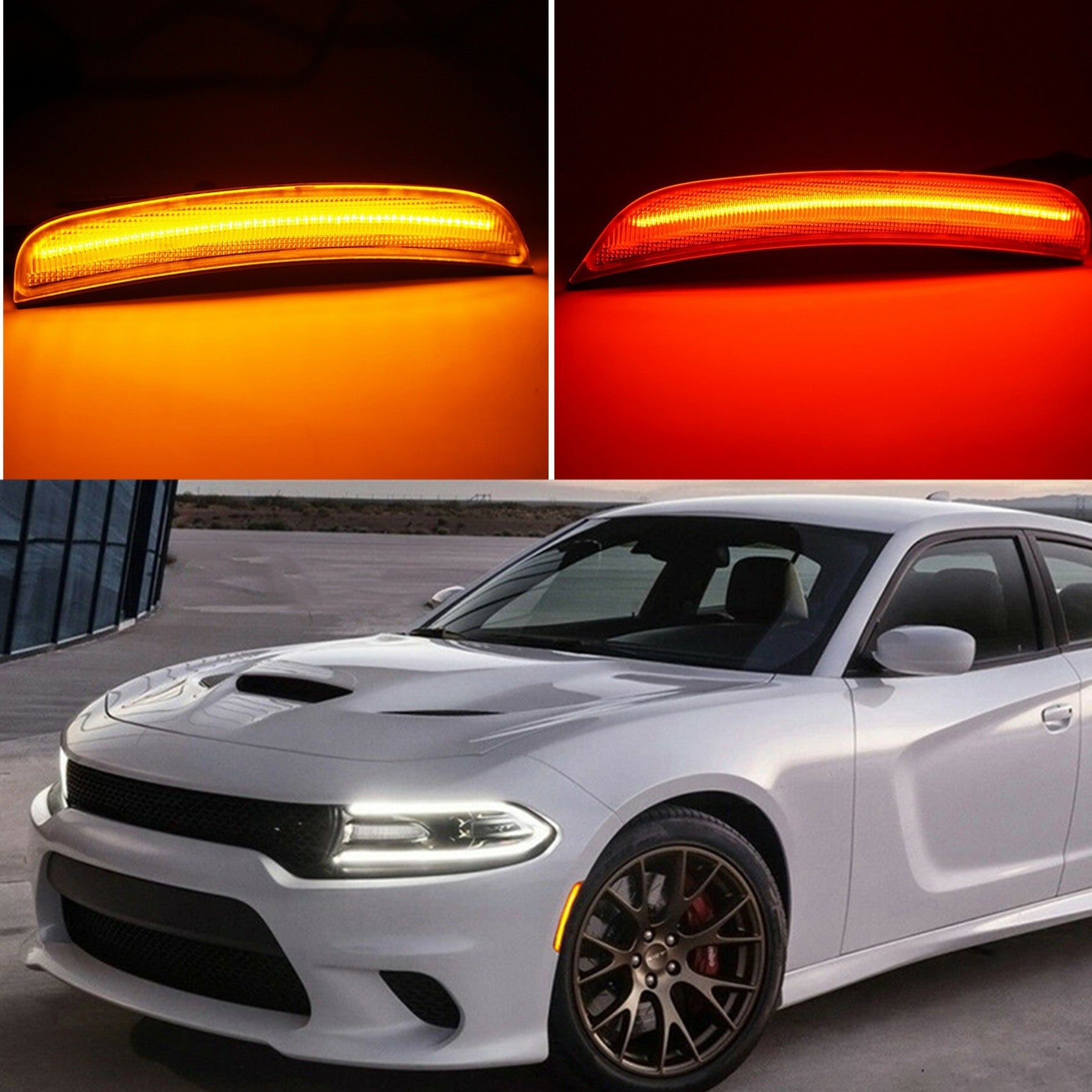 labwork LED Side Marker Lights For 2015-2020 Dodge Charger Front & Rear Set Lab Work Auto