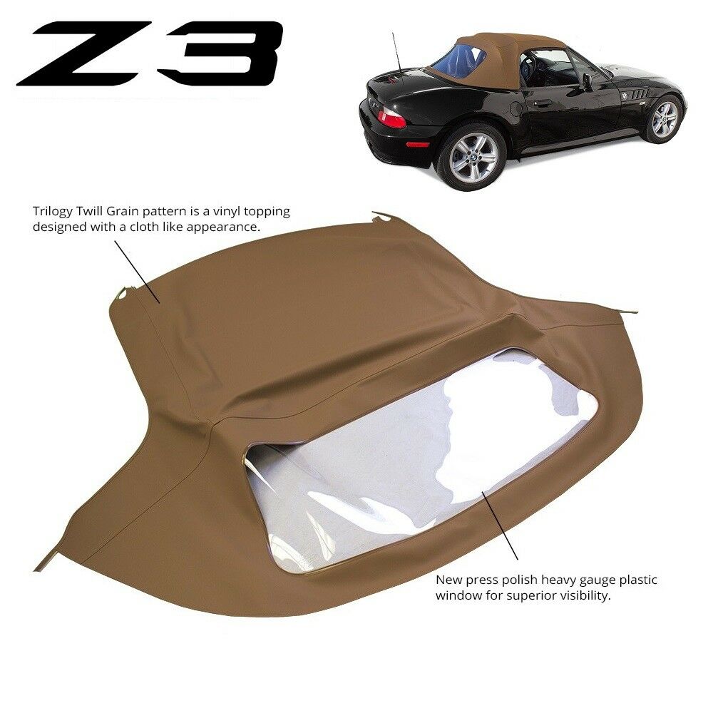 labwork Soft Top with Plastic Window Tan Twill Replacement for New BMW Z3 1996-2002 Convertible Lab Work Auto