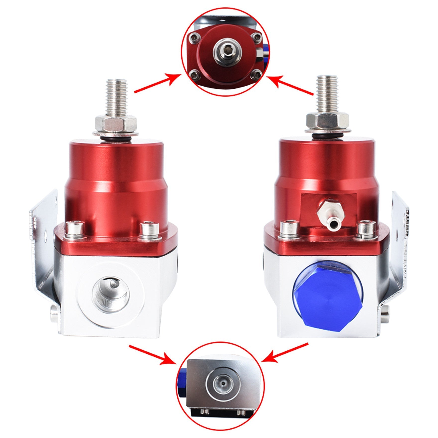 labwork Universal Adjustable Fuel Pressure Regulator Kit with 0-100 Psi Pressure Gauge AN6-6AN Fuel Line Hose Fitting Connectors Kit Red and Blue Lab Work Auto