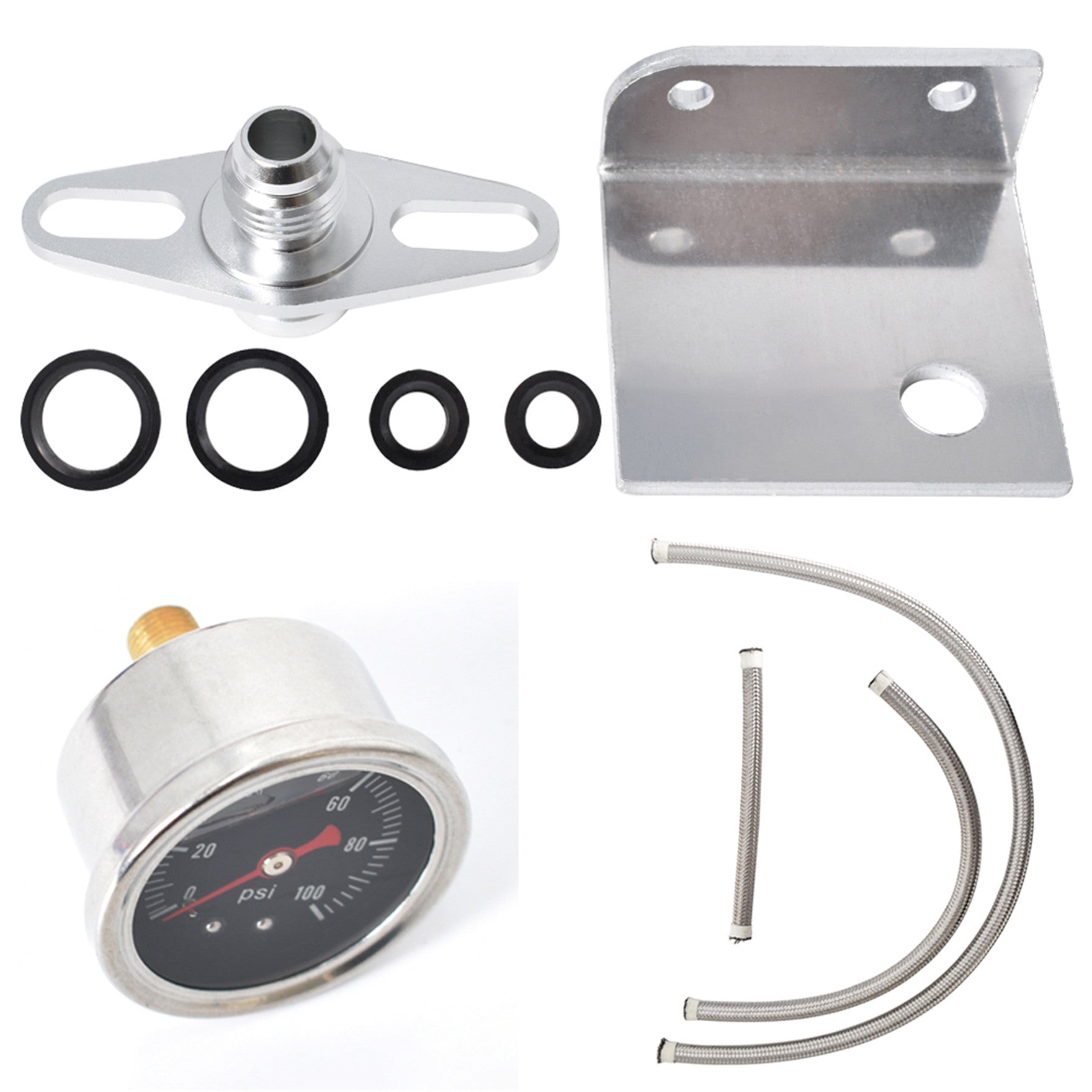 labwork Universal Adjustable Fuel Pressure Regulator Kit with 0-100 Psi Pressure Gauge AN6-6AN Fuel Line Hose Fitting Connectors Kit Red and Blue Lab Work Auto